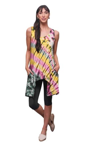 Sacred Threads Hippie Boho Festival Stretch Handkerchief Tie Dye Top 224105 E - Picture 2 of 6