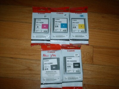 2020 GENUINE SET 5 Canon PFI-102MBK/CYMK INK IPF500 IPF600 IPF700 FACTORY SEALED