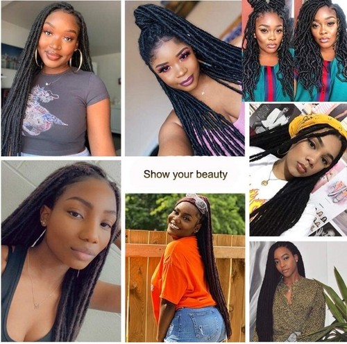 NU Faux Locs crochet hair 6 pc 18" curly wavy soft locks extensions black women - Imagen 7 de 10