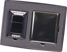 ZIPPO Geschenkset mit Zigarettenetui Anthrazit glänzend