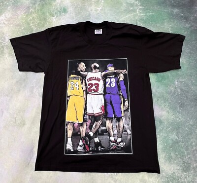Vintage Kobe Bryant-Michael Jordan-LeBrom James Men's T-Shirt Size 