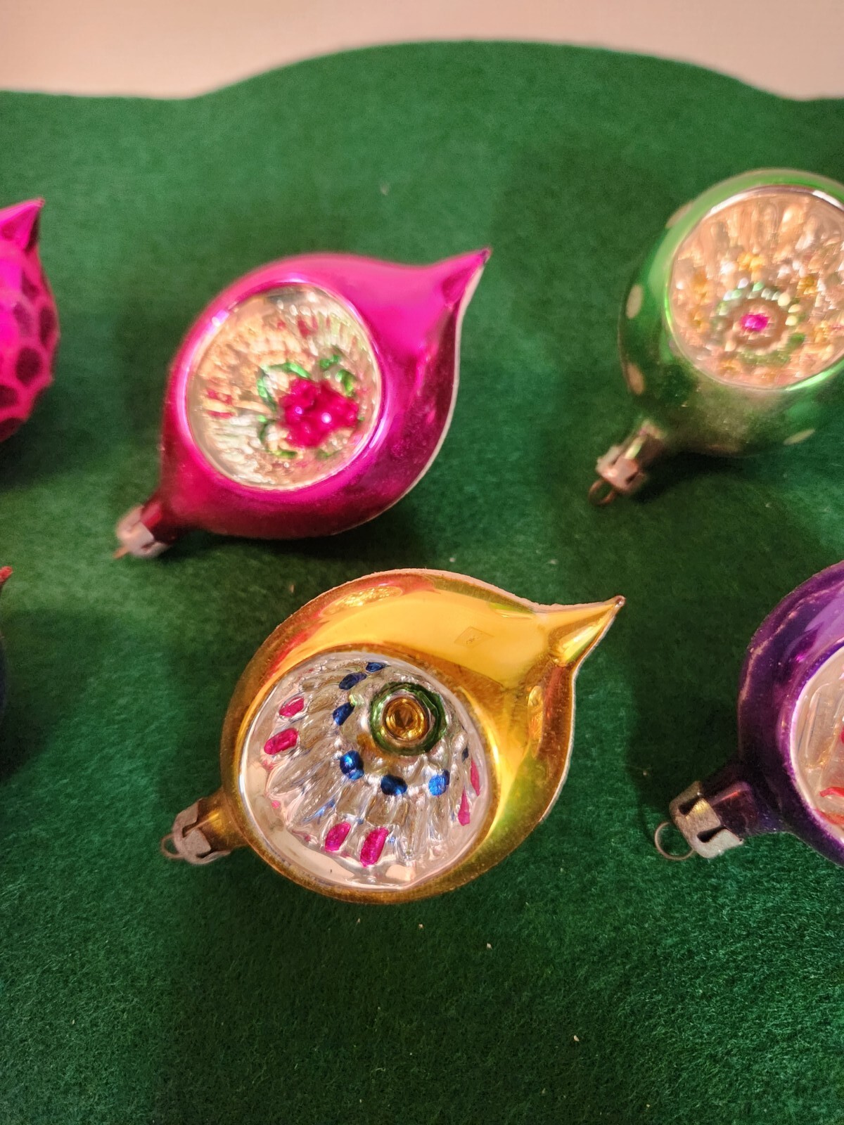 Vintage Poland Indent Teardrop Mercury Glass Christmas Ornaments Lot Of