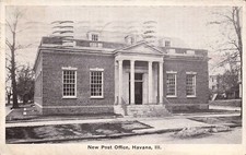 Havana IL Illinois Post Office c1935 Orange Street Vtg Postcard E37