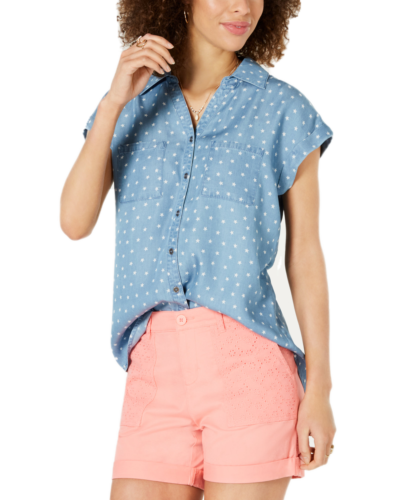 Style & Co Women's Short-Sleeve Shirt (X-Large, Star Print)