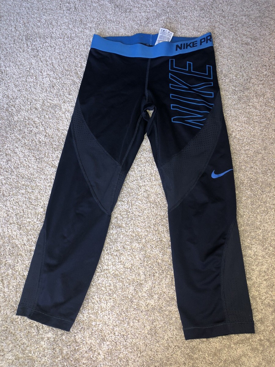 Nike Pro Hypercool Capri Tights Size Small Blue 803419-451