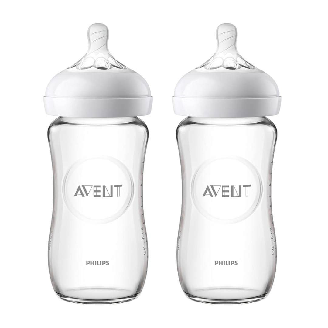 2x Philips Avent Natural Response Glass Baby Bottle 240mL UK