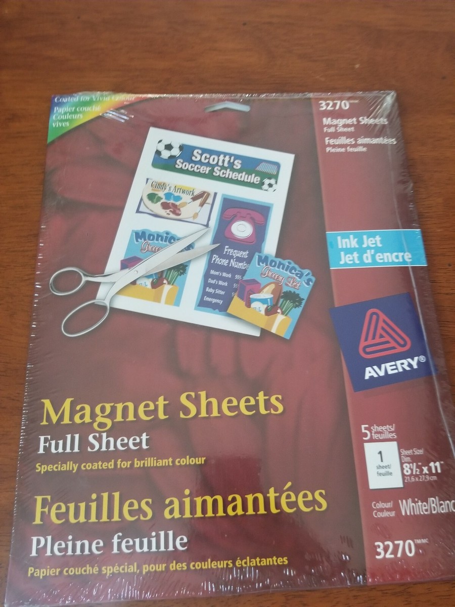 Avery 3270 Magnet Sheets Printable Inkjet 8-1/2" x11" 5/BX WHITE - 2 PACK  LOT 67933032706 | eBay