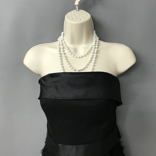 Abito da cerimonia senza spalline in seta nera White House Black Market UK 8 US 4 - Foto 4 di 11