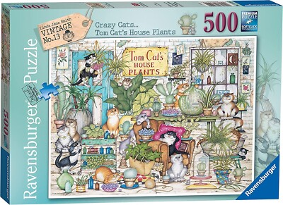 RAVENSBURGER PUZZLE*500 T*CRAZY CATS TOM CAT'S HOUSE PLANTS*LINDA JANE SMITH*OVP