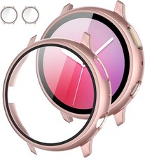 2 Pack Screen Protector Case for Samsung Galaxy Watch Active 2 40mm Pink Full Co