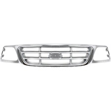 Grille For Ford F-150 1999-2003 Xl Xlt Lariat Fits 2004 Heritage Chrome W Gray