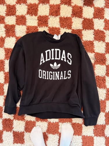 adidas Women's Essential All Caps Crewneck Sweatshirt Black
