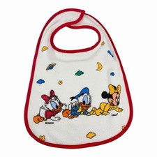 Vintage Classic Disney Minnie, Donald And Daisy Duck Red Baby Bib 90s