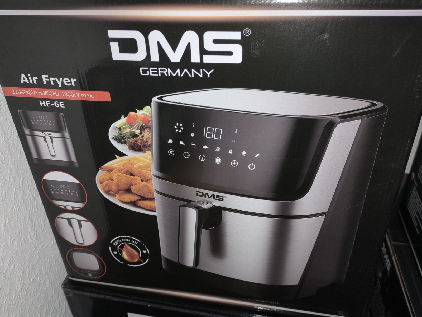 DMS Heißluft-Fritteuse HF-6E - 6 Liter - Airfryer - Fritteuse - Silber/Schwarz