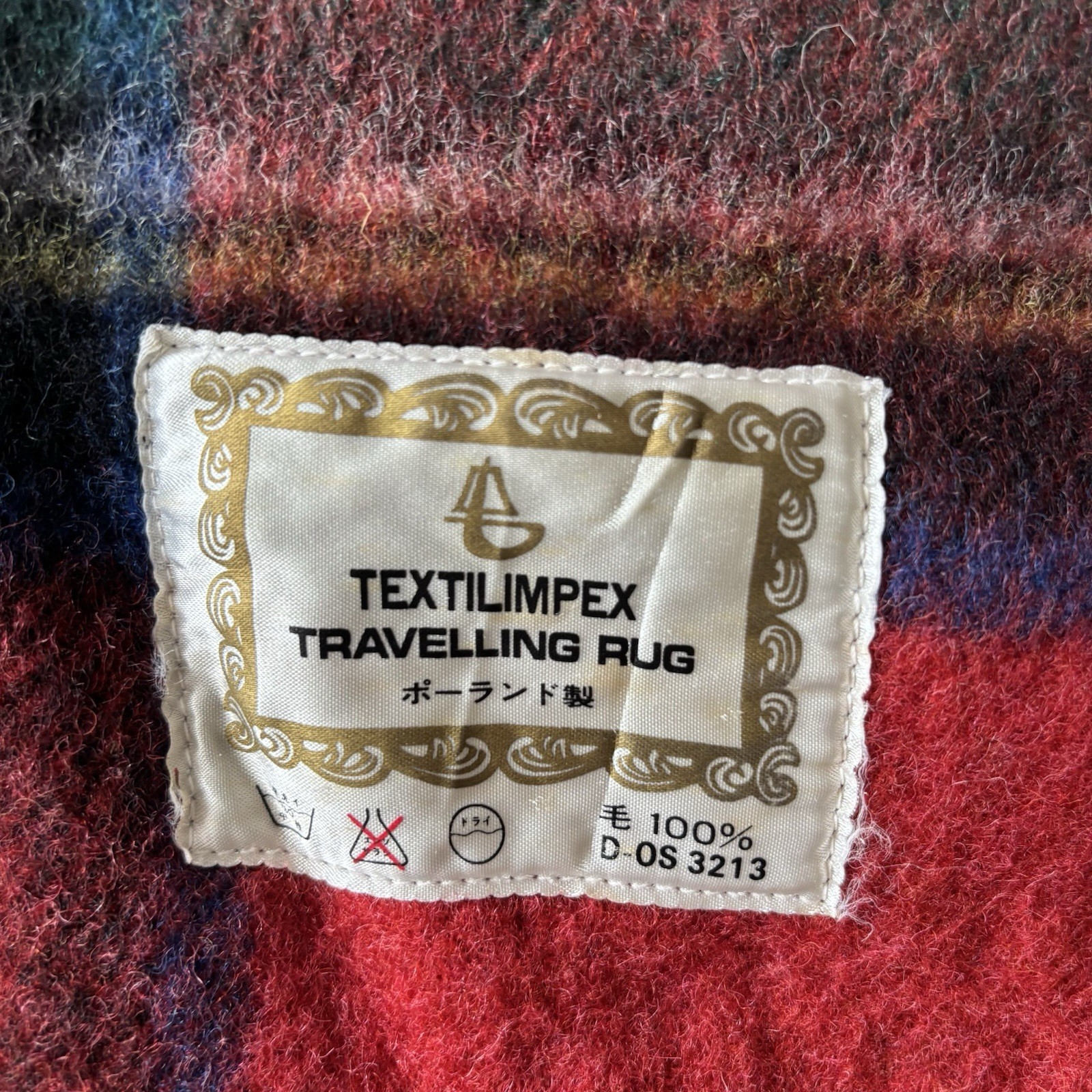 Vintage Japanese Picnic / Travel Blanket 70s 80s Red Tartan Check image 2