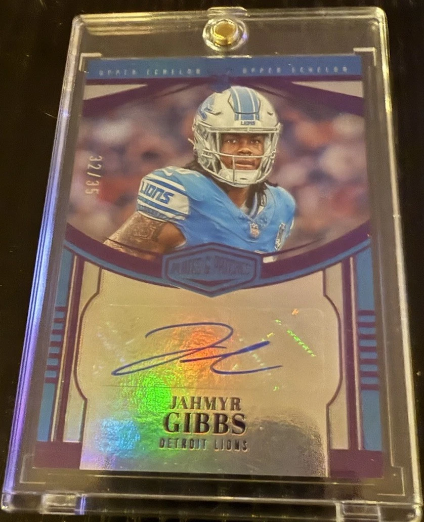 Jahmyr Gibbs Panini Plates & Patches Rookie Upper Echelon Autographs #UE5 Purple