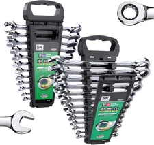 SK Ratcheting Wrench Set, Combination Metric&SAE, Chrome 