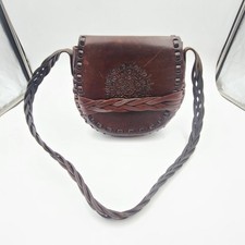 Vintage 70  s Hippie BOHO Hand Tooled Floral Leather Shoulder Bag Purse