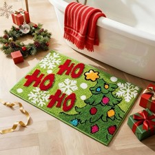 Christmas Tree Bathroom Rug 19.7 x 35.4 Inch Winter Soft Absorbent Green Xmas...