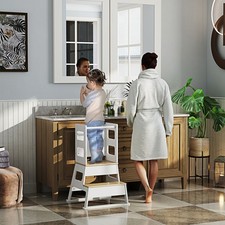 Produktbild - AIYAPLAY 2 in 1 Kleinkindturm mit Kreideteil, Sicherheitsgitter, für Küche generalüberholt