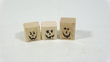 Stampin' Up Halloween Rubber Stamp 3 different Jack O lantern smiling faces