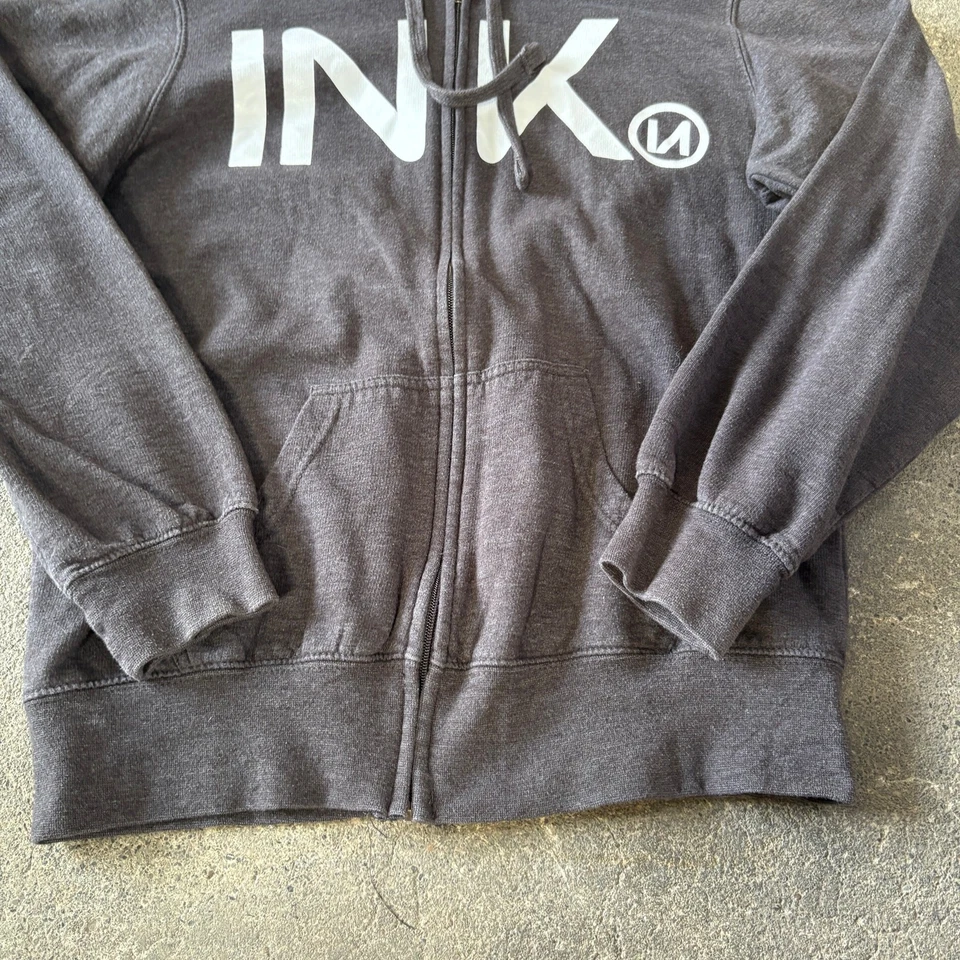 Chaqueta Ink Addict Para Hombre Talla M Gris Cremallera Completa Bolsillos con Capucha Informal Tatuaje Foto 3 de 4