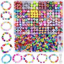 2480pcs Polymer Clay Beads Charms for Bracelets Making Kit Cute Fun Charms Be...