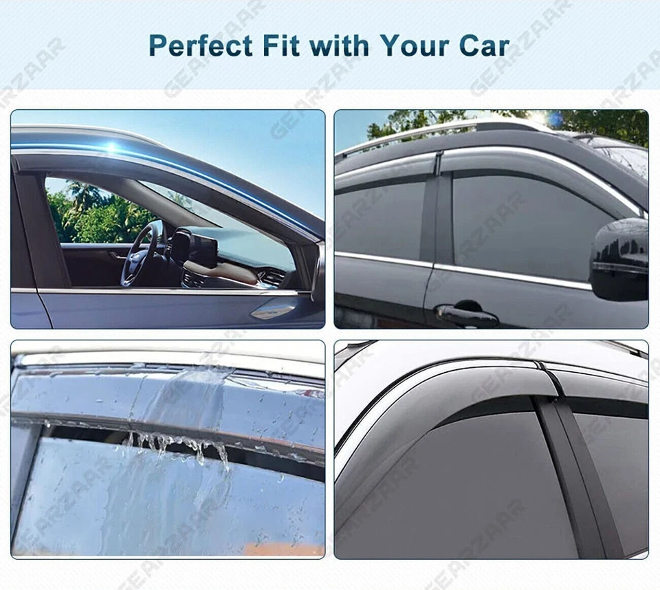 For 2017-2022 Honda CR-V CRV Smoke Window Visors Vent Rain Guards w/ Chrome - Image 2 of 4