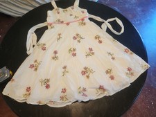 Shes The 1 Girls Size 12 White Dress With Floral. Zip And Tie Back. Tulle Lined