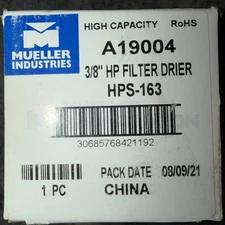 NEW IN BOX Mueller Industries 3/8” HP Filter Drier A19004 HPS-163