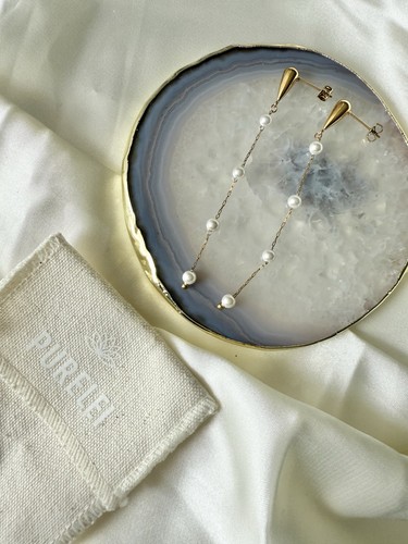 Pendientes Purelei Dewdrop cuentas de oro acero inoxidable - Imagen 1 de 3