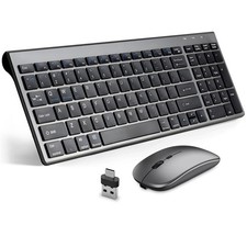 Wireless Keyboard and Mouse Combo,Bluetooth and 2.4G USB Wireless Keyboard an...