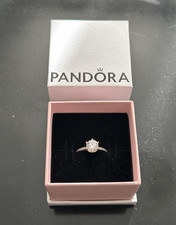 PANDORA Sterling Silver Cubic Zirconia Solitaire Band Ring Size 50 Boxed