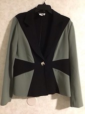 The Look by Randolph Duke Green BlackOne Button Tailored Blazer Jacket Size 14