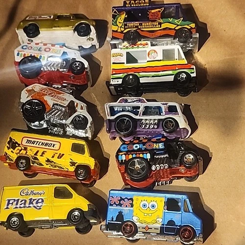 Vintage Matchbox & Hot Wheels Food Truck / Service Van Lot -10pc - Cadbury, Taco
