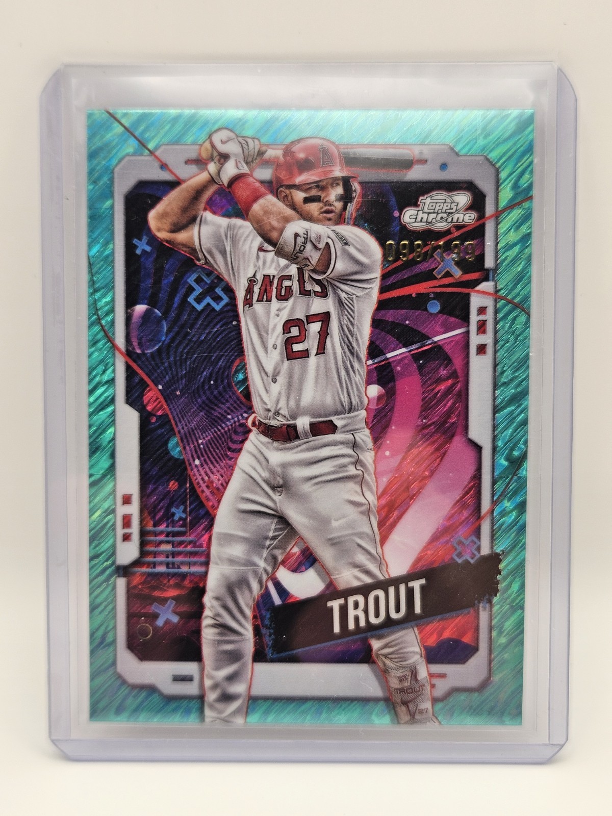 2024 Topps Chrome Cosmic Mike Trout Aqua Equinox Refractor #/199