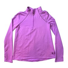 Under Armour Pullover Girls YSM Purple ColdGear 1/4 Zip Thumbholes 1356989