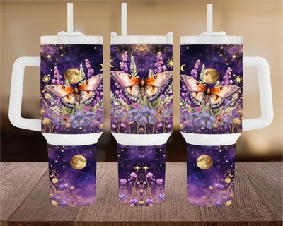 Moonlight Moth Stainless Steel Tumbler 40 Oz Insulated Travel Cup