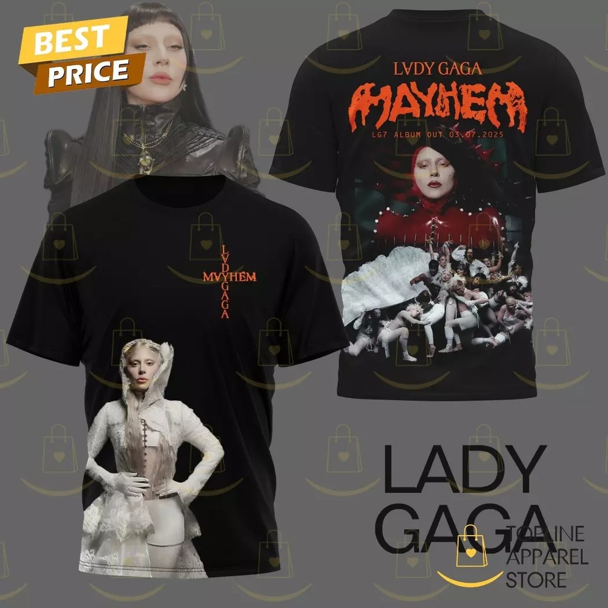 Lady Gaga Mayhem LG7 Album Out 2025 3D T-Shirt | eBay