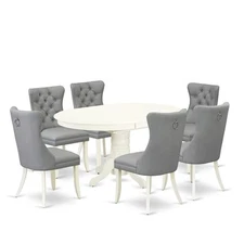 7 Piece Dining Set Consists of an Oval Kitchen Table with Butterfly Leaf