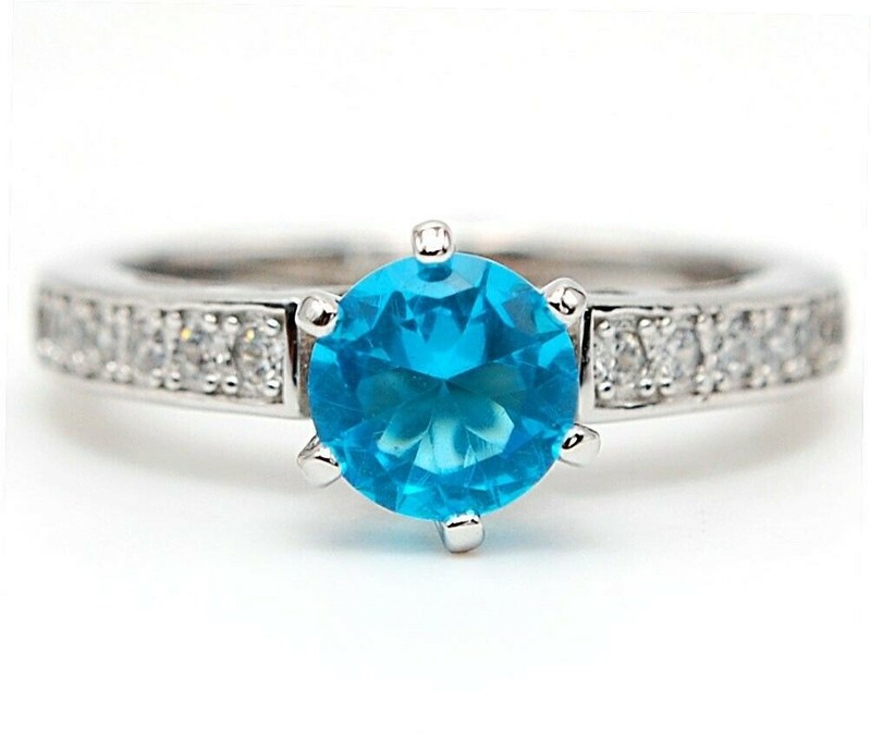 2CT Heat Treated Blue Topaz 925 Sterling Silver Ring Jewelry Sz 7 MM1-1