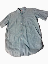 Vintage L.L. Bean Seersucker Button Up Shirt Mens Large Long Blue Made In Usa