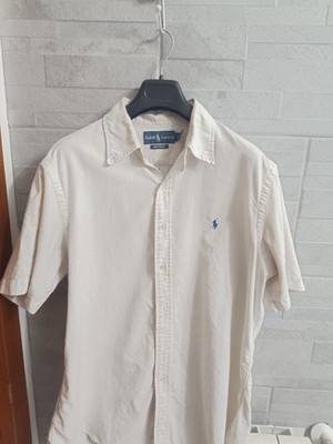 Ralph Lauren Herren Hemd Kurzarm - Größe L - Custom Fit - Cremebeige