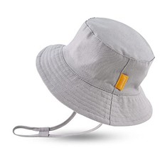 Cotton Baby Sun Hat Infant Toddler Boys Girls Bucket Hats 6-12 Months Gray
