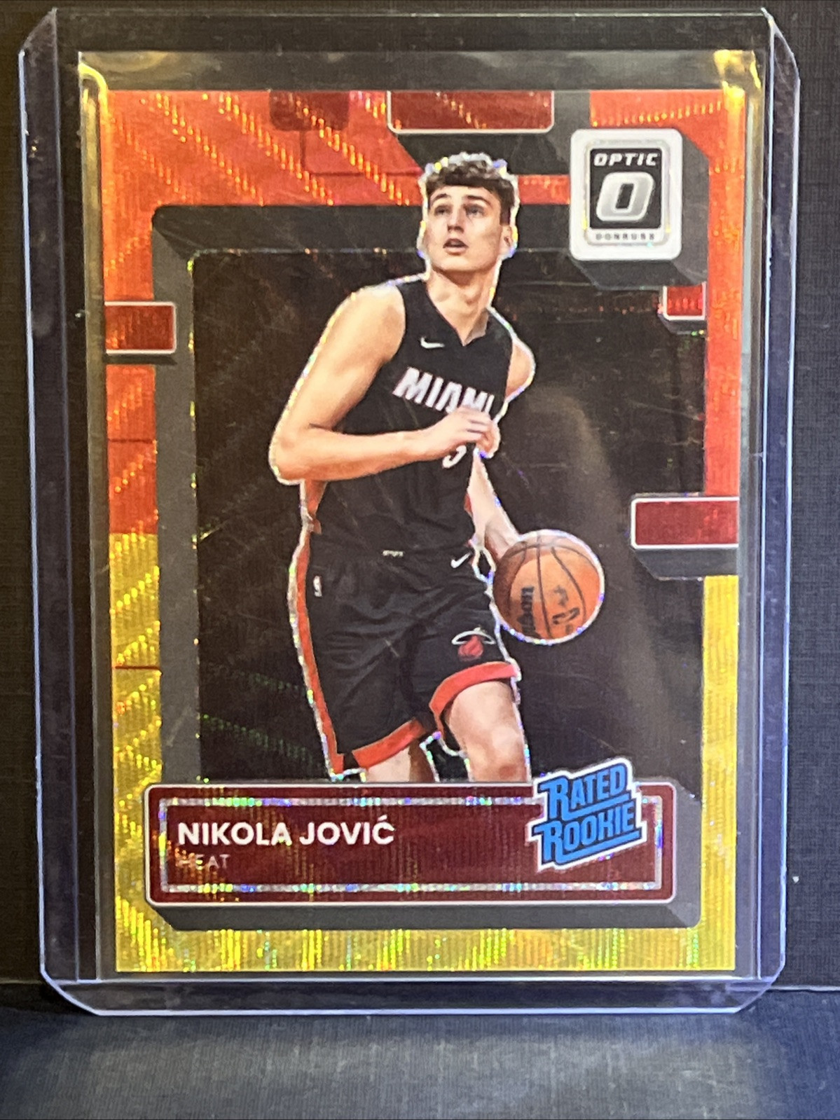 2022-23 Donruss Optic #224 Nikola Jovic Asia Rated Rookie Red/Gold Wave #13/99
