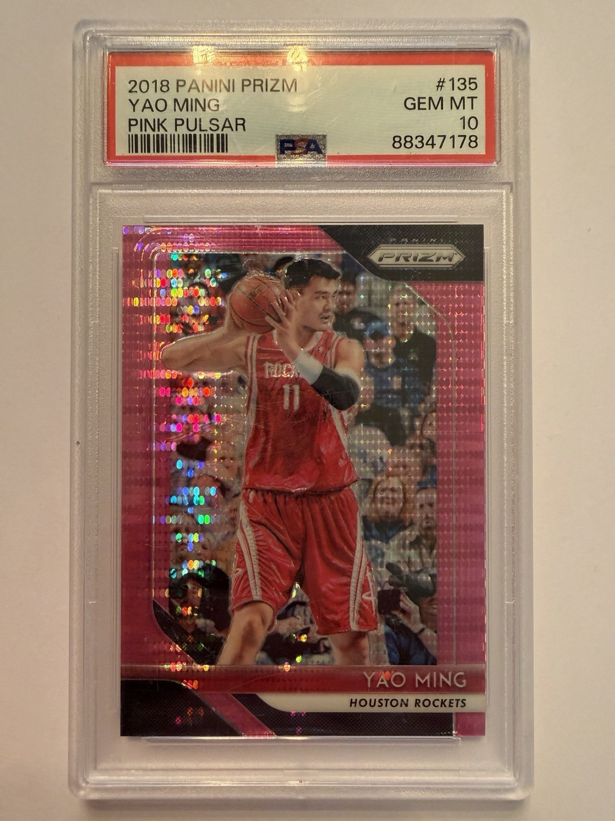 2018 Prizm Yao Ming Pink Pulsar /42 PSA 10 Gem Mint Rockets Legend HOF Refractor