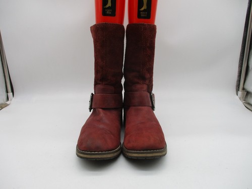 Stivali moto Clarks 66577 in pelle marrone ruggine con cintura da donna taglia 7,5 M - Foto 2 di 9