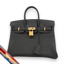 Borsa a mano Hermes Birkin 25 Togo in pelle blu zaffiro oro hardware