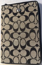 COACH Signature C Black Gray Canvas Tablet E-Reader Full Zip Case 5.5  x 8  