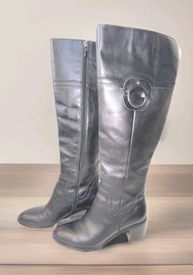 Franco Sarto Women s Beckford Black Over The Knee Leather Zip Riding Boots Sz 6M